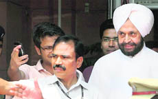 Puducherry Lt-Governor Iqbal Singh after a meeting with Union Home Minister P Chaidambaram at North Block in New Delhi on Tuesday.