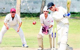 The match of the APJ league between Chandigarh Cricket Association XI and Vampire XI in progress at Government Model Senior Secondary School, Sector 19, Chandigarh, on Thursday.