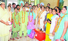 Activists of the National Conference, who joined the party recently, at the NC office in Jammu on Thursday.