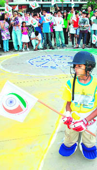 A student performs during the NINE IS MINE, a nationwide campaign to end poverty by 2025, at Sector 17, 
