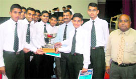 Cadets of the Ranjit Section after winning the quiz competition at the Rashtriya Indian Military College in Dehradun on Thursday. 