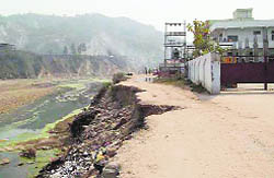Industrial units along the Markandey river at Kala Amb which are threatened by 
