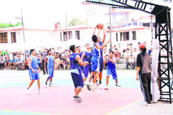 The final match in the 23rd All-India Inter School WC Kashyap Basketball trophy, played at Pestle Weed College in Dehradun on Sunday. 