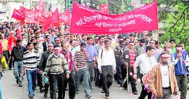 A May Day rally being organised by unions backed by the Left in Mussoorie on Sunday.