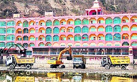 Quarrying being done on a large scale in the Pant Deep Bhimgoda region adacent to Har-Ki-Pauri in the Ganga.
