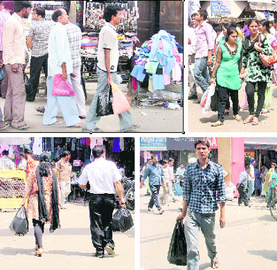 Residents of Ludhiana continue to use polythene bags on Sunday despite a ban on their usage that was supposed to come into effect from May 1