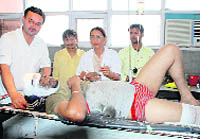 An injured youth undergoes treatment at the Civil Hospital in Jagraon on Sunday