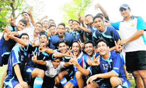The team of the Rashtriya Indian Military Academy that won the Kandhari Memorial Hockey Tournament in Dehradun 