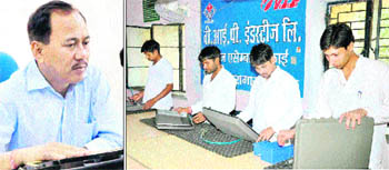 (Left) MS Gwal (right) Prisoners make briefcases in the Haridwar jail.