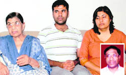 The family members of missing executive engineer Vipin Gupta (inset) talk to media at their residence in Panchkula on Wednesday. 
