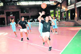 A match in the Welham Girls School Golden Jubilee All-India Basketball Tournament in Dehradun on Wednesday.