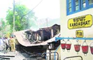 A picture of the station destroyed in fire