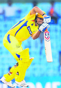 Chennai Super Kings Suresh Raina plays a shot during their match against Rajasthan Royals in Chennai on Wednesday.