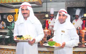 Staff dressed as sheikhs during the Arab Food Festival at Hotel Radisson in Jalandhar