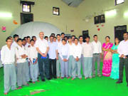 Students of Hindu National Inter College with team members of the Society of Pollution and Environmental Conservation Scientists and the National Council of Communication on Science and Technology , New Delhi, at a programme in Dehradun on Friday.