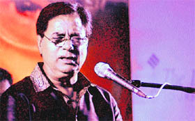 Ghazal king Jagjit Singh performs during a function at the PGI in Chandigarh on Saturday.