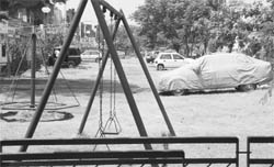 Vehicles parked in a park at the rear side of the Deputy Commissioners office in Phase I, Mohali