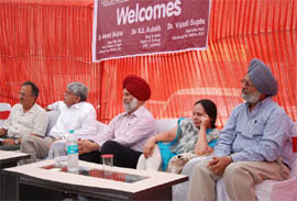 (From left) Amod Gupta, Head, Department of Ophthalmology, PGI, Chandigarh, BS Aulakh, Head, Department of Urology, DMC, Ludhiana, and Vishali Gupta, associate professor, PGI, Chandigarh, at the inaugural function of the Uro Vision in Bathinda on Sunday.