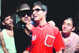 POWER PLAY: A scene from the play Pantrabaaz, directed by Balwant Thakur, which was staged at the Natrang Theatre on Sunday