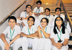 Students of Delhi Public School, who adopted thalassaemic children during the World Thalassaemia Day in Ludhiana on Sunday. Tribune photos: Himanshu Mahajan & Inderjeet Verma