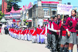 Schoolchildren participate in Walk Shimla Walk in Shimla on Monday