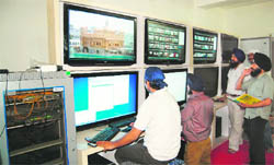 The CCTV control room at the Golden Temple complex in Amritsar. 
