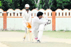 A batsman is bowled in a match in the Government Employees Welfare Committee Cricket Tournament in Dehradun on Tuesday.