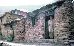 The dilapidated shacks of Dalit families in Barehi village.