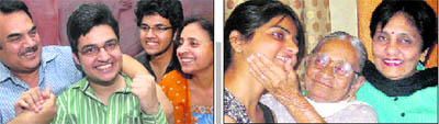 Kashish Mittal (rank 58) from Mohali with his parents and brother