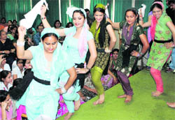 Trainee nurses perform a dance to mark the International Nurses Day at General Hospital, Sector 6, Panchkula on Wednesday