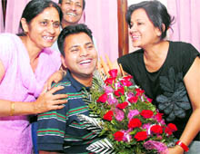 Lalit Jain (rank 41) from Kharar with his parents and sister