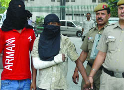 The accused at PHQ in New Delhi on Wednesday. 