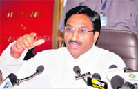 Uttarakhand Chief Minister Ramesh Pokhriyal Nishank addresses a press conference in Dehradun on Wednesday.