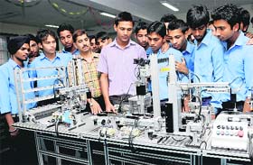 Students from various schools on a visit to the Central Scientific Instruments Organisation, Chandigarh, on the oaccasion of National Technology Day on Thursday