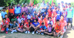 Students of Kendriya Vidyalaya, Indian Institute of Petroleum, who are taking part in a summer camp on the school campus.