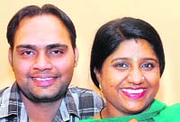 Manjit Kaur with her husband Kamaljit Singh in Jalandhar.