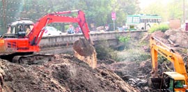 The work on the modern bridge in full swing in Amritsar.