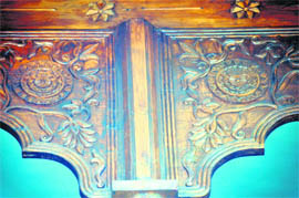 Carvings on a door in the new residence of the Chief Minister.