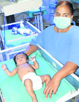 The rescued child is treated at a Karnal hospital