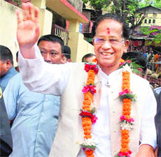 Assam Chief Minister Tarun Gogoi in Guwahati ahead of the declaration of the poll results
