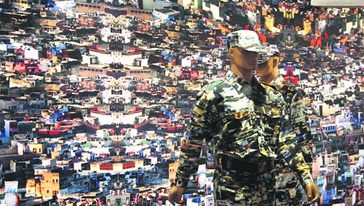 Neo-Camouflage by Vibha Galhotra. Variable, digital print on vinyl and fabric and mannequins, 2008