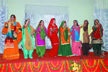 Students present a cultural item at the Central University of Punjab in Bathinda on Saturday.