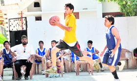 A match in the District Sub-Junior Basketball Boys Championship played at Doon International School in Dehradun on Saturday.