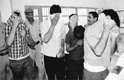 The accused in police custody in Panchkula on Sunday.