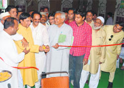 Uttarakhand Social Welfare Minister Matbar Singh Kandari at a function organised for draw of lots for Haj pilgrims from Uttarakhand in Dehradun on Saturday
