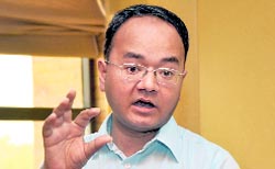 Dr Anurag Rawat, cardiologist, addresses a press conference in Dehradun on Monday.