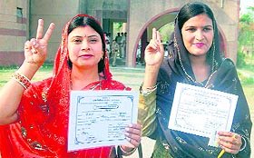 Newly elected Haridwar Zila Panchayat Vice-Chairperson Meenakshi (left) and Zila Panchayat Chairperson Anjum Begum.