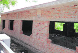 An under-construction inn at the historic Kolkandoli Temple en route the Jammu-Katra highway.