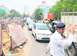 The ambulance which was stuck in traffic for half-an-hour