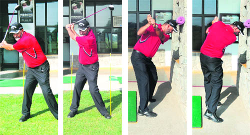 A 90 degree turn of the shoulders on the backswing and a complete turn of the body towards the target, while maintaining the spine angle and creating a shoulder plane to a point approximately 4 feet outside the ball to target line.